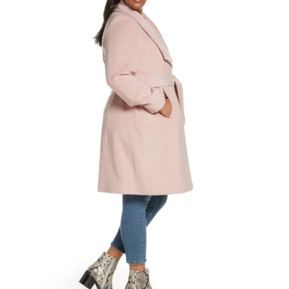 Cole Haan Slick Wrap Wool Blend Coat In Dusty Rose size 2X - Picture 4 of 14